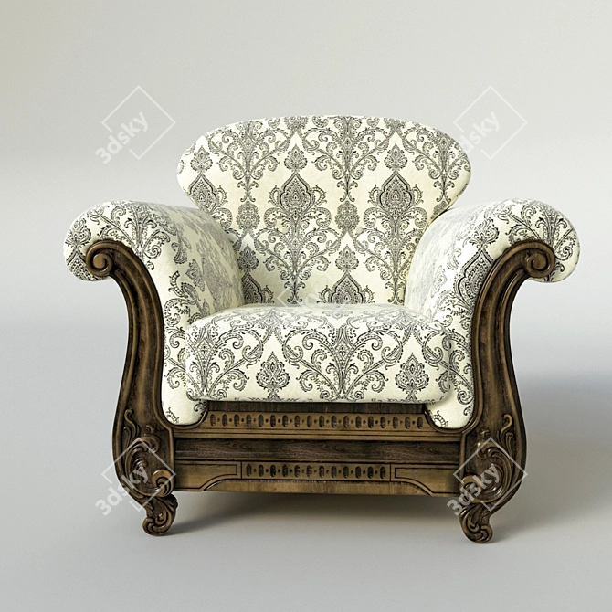 Elegant Rubens Armchair 3D model image 2