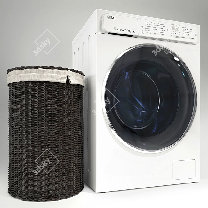 LG Washing Machine, Laundry Basket 3D model image 1