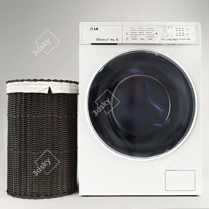 LG Washing Machine, Laundry Basket 3D model image 2