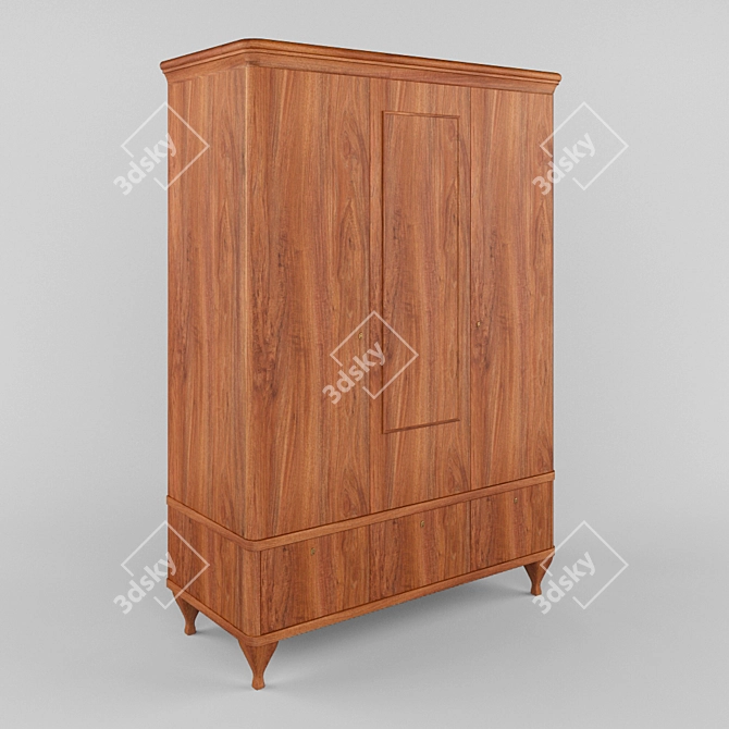 Restored Antique Wardrobe 3D model image 1