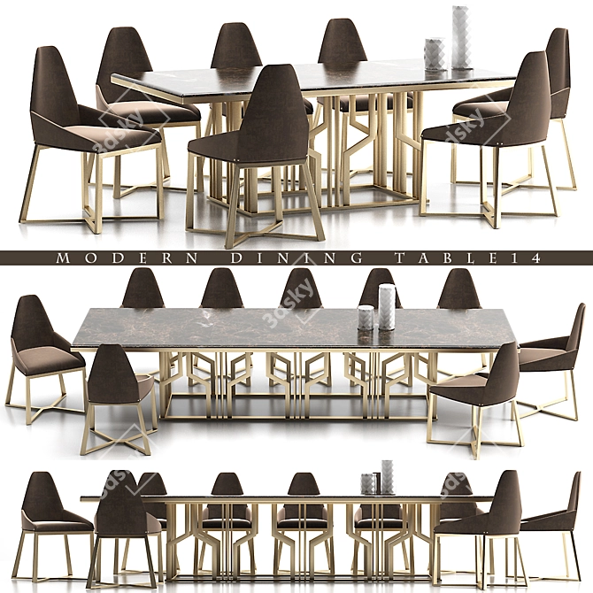 Sleek 14-Seater Dining Table 3D model image 1