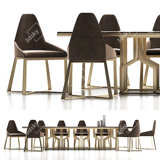 Sleek 14-Seater Dining Table 3D model image 2