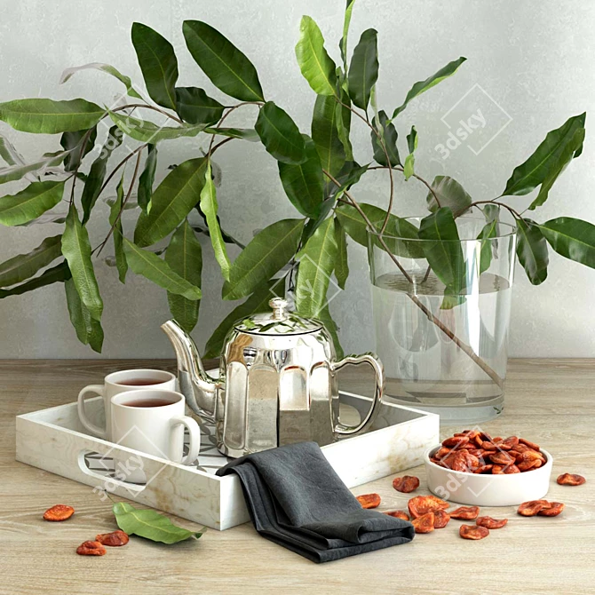 Elegant Kitchen Décor Set 3D model image 2