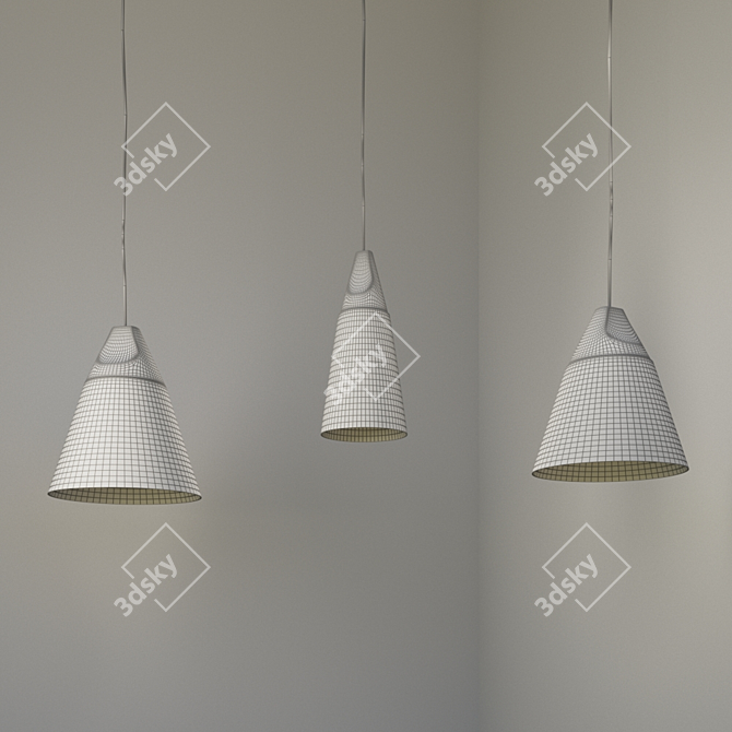 Industrial Loft Pendant Lamp Set 3D model image 2