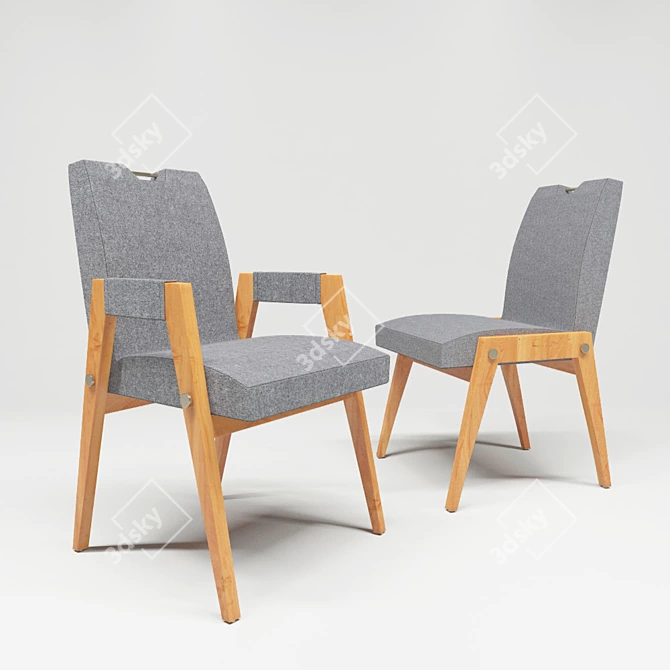 Modern Amsterdam Dining Chair - Elegant and Comfortable 3D model image 1