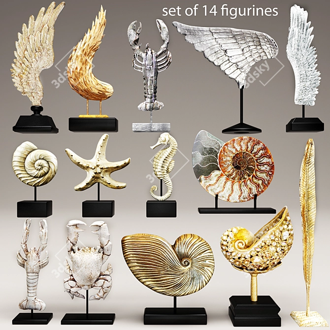 14 Unique Statues Collection 3D model image 1