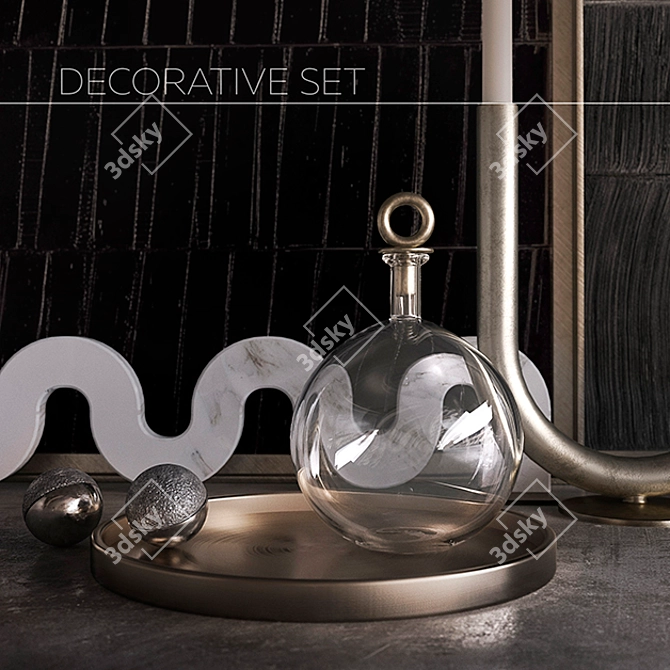 Elegant Marble and Glass Decor Set 3D model image 2