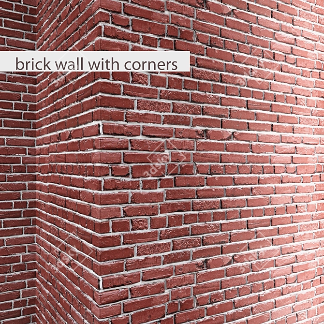 Tiled Brick Wall with Corners 3D model image 1