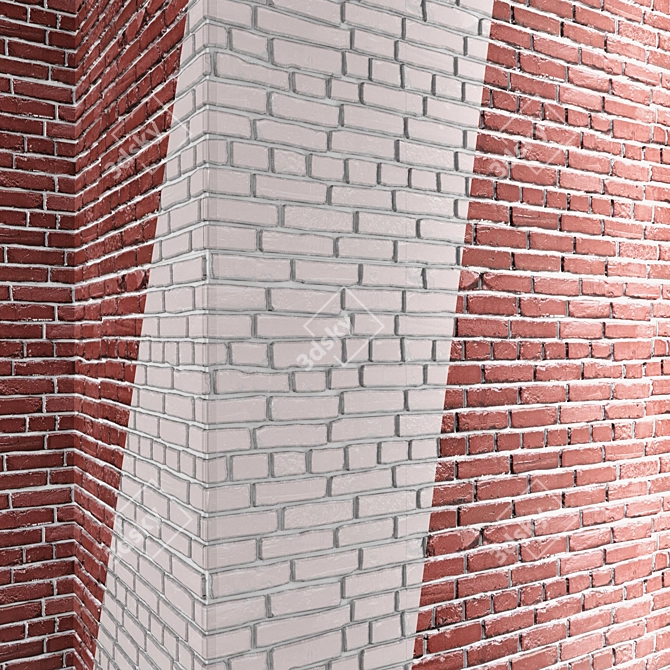 Tiled Brick Wall with Corners 3D model image 2