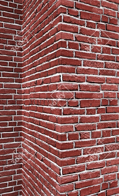 Tiled Brick Wall with Corners 3D model image 3