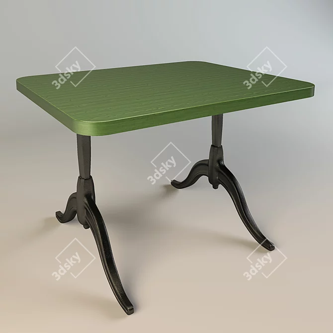 Rustic Dining Table with Cast Iron Legs 3D model image 1