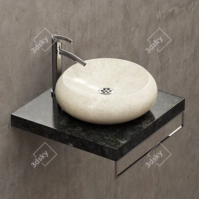 Sleek Stone Sink 3D model image 1