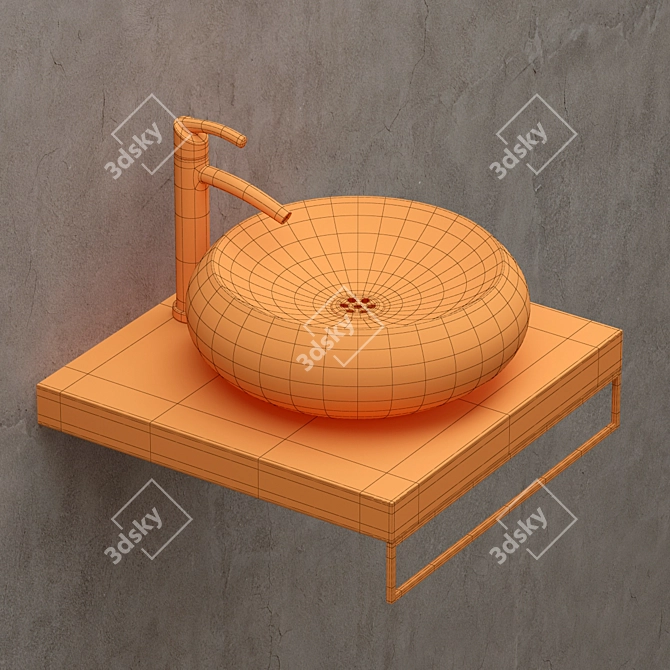 Sleek Stone Sink 3D model image 3