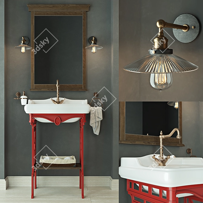 Elegant Caprigo & RH Bathroom Set 3D model image 1