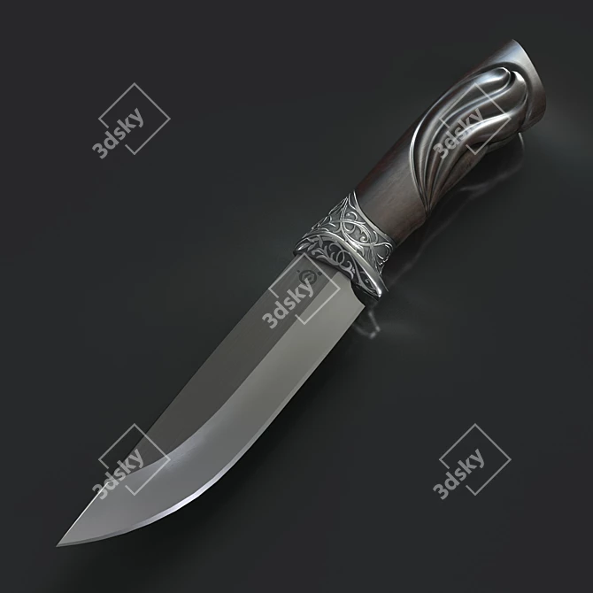 Engraved Hunting Knife 3D model image 1