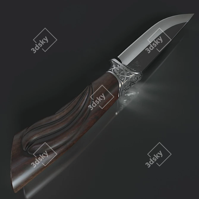 Engraved Hunting Knife 3D model image 2