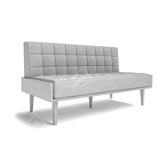 Black Leather Sofa with High Legs 3D model image 3