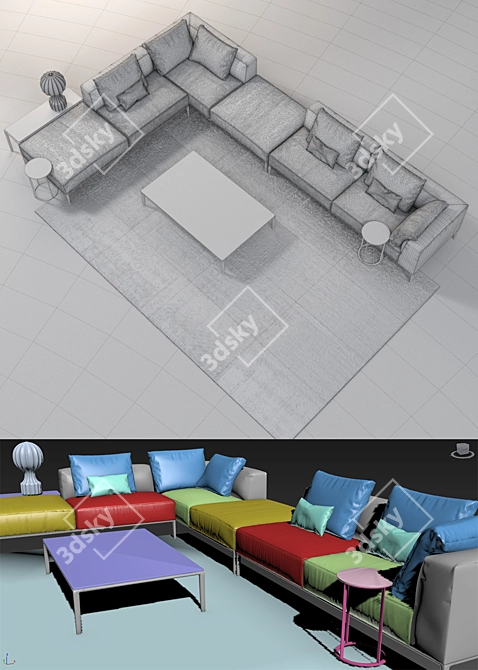 Contemporary Chic: B&B Italia Michel Effe Sofa 3D model image 3