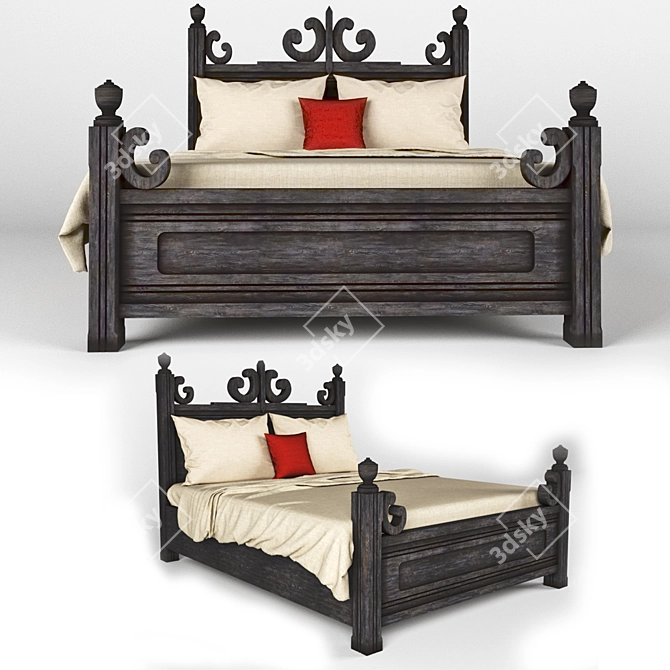 Ethnic Style Bed, Unknown Manufacturer, 2m*1.6m 3D model image 1