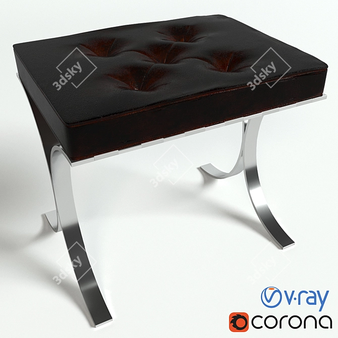 Elegant Leather Stool 3D model image 1