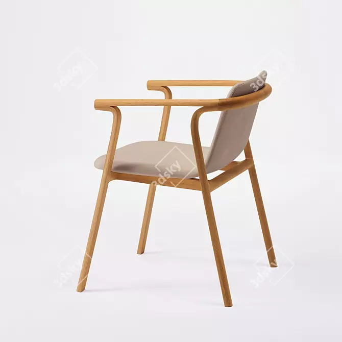 Elegant SPLINTER Armchair in Japanese Oak 3D model image 2