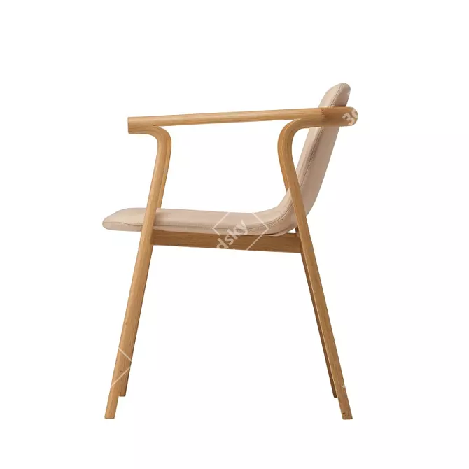 Elegant SPLINTER Armchair in Japanese Oak 3D model image 3