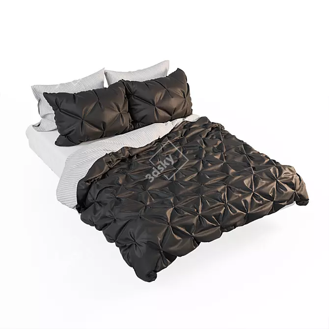 Modern Bed Linens Set | 4 Pillows, Comforter, and Sheet | 205x160 cm 3D model image 1