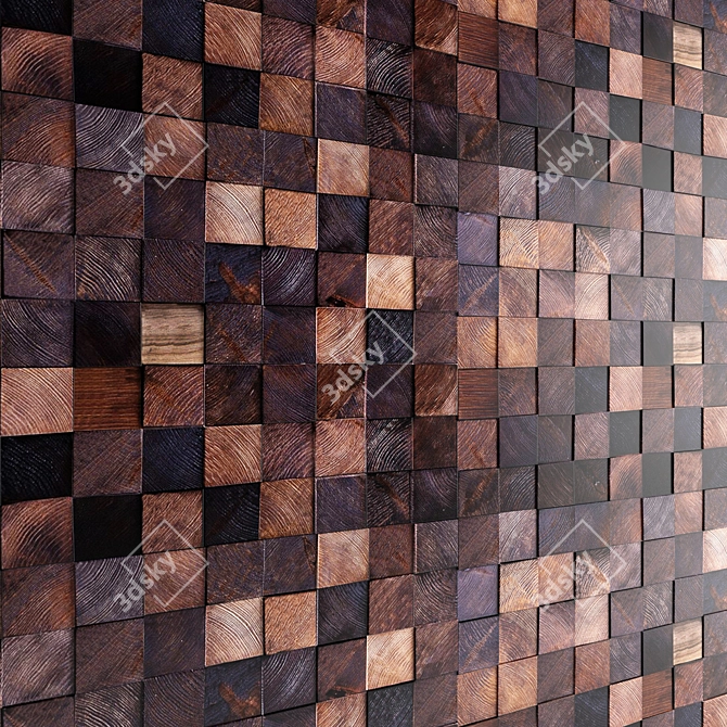 Wooden Mosaic Art Wall 3D model image 1