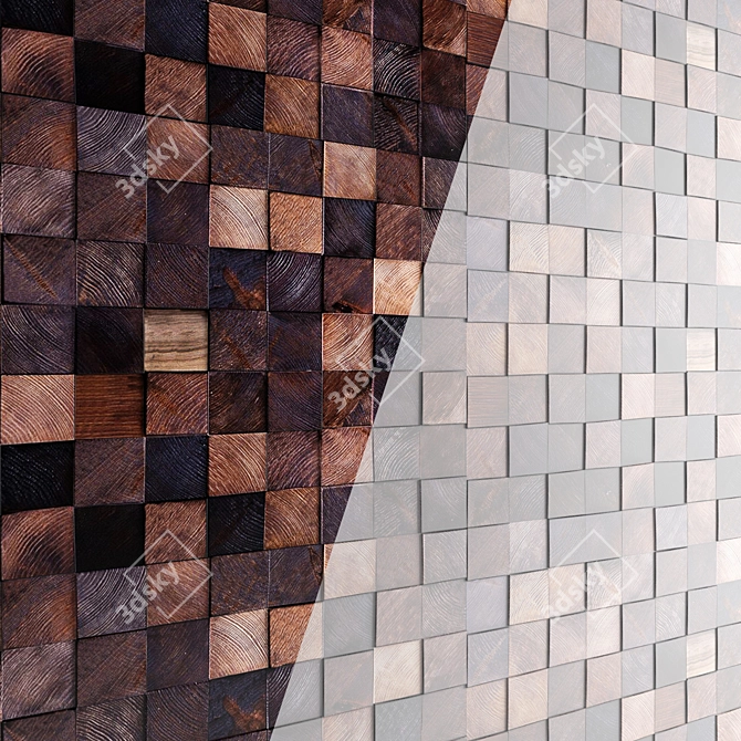 Wooden Mosaic Art Wall 3D model image 2