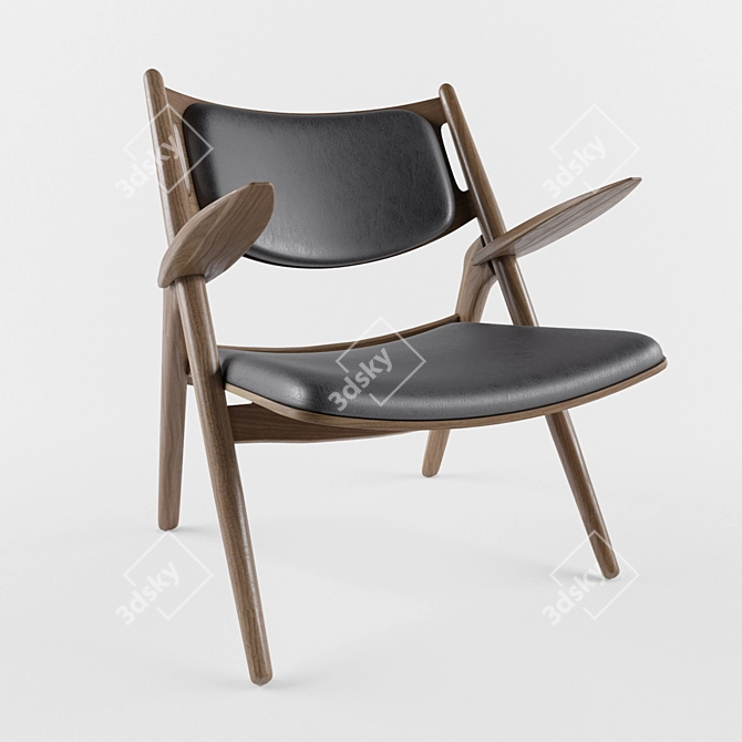 Danish Design: CH28 Sawhorse Easychair 3D model image 1