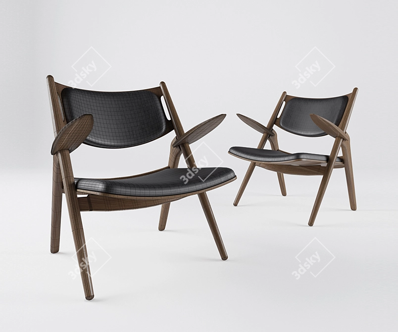 Danish Design: CH28 Sawhorse Easychair 3D model image 3