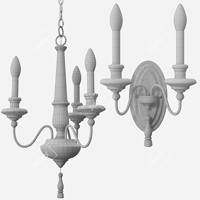 Vintage Wood Wall Sconce 3D model image 2