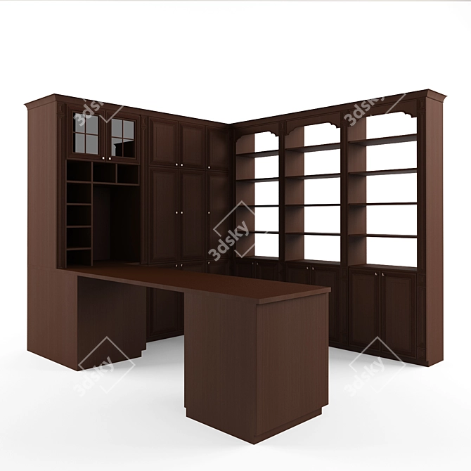 Title: Stylish Office Wardrobe and Desk 3D model image 1