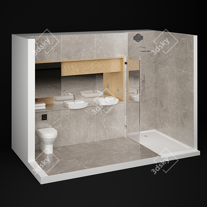 Modern Bathroom Set 3D model image 1