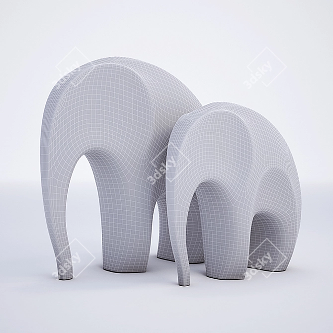 Graceful Elephant Sculpture 3D model image 2