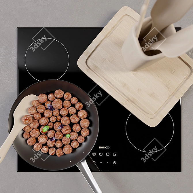 Sizzling Meatballs: Deliciousness in a Pan 3D model image 2