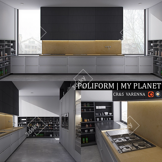 Sleek My Planet Kitchen 3D model image 1