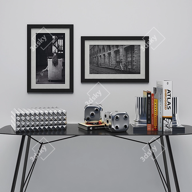 Elegant Home Decor Set with Console, Dice, Box, Bookends & More 3D model image 1