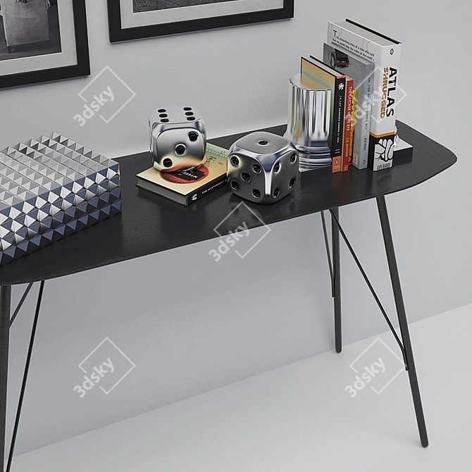 Elegant Home Decor Set with Console, Dice, Box, Bookends & More 3D model image 2
