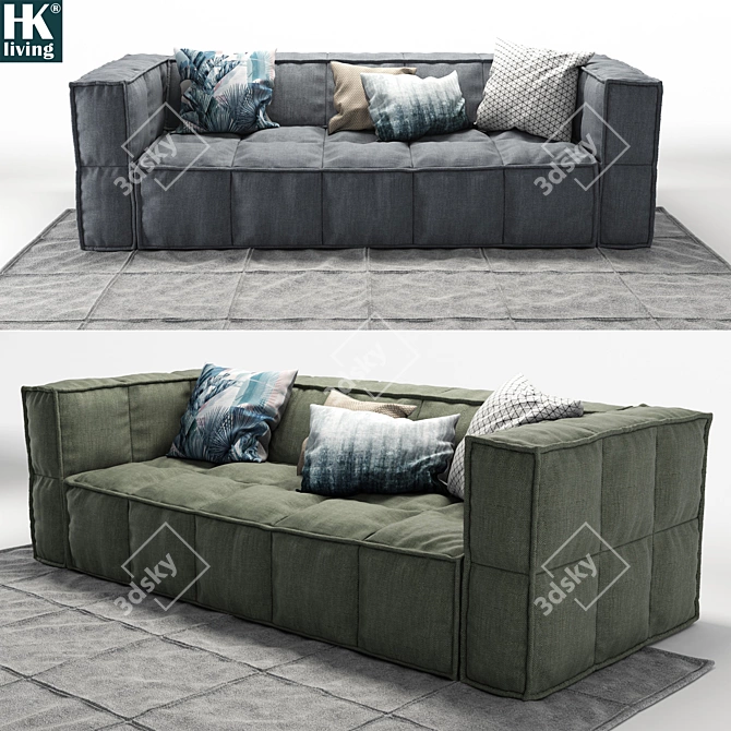 Sleek Scandinavian Sofa by HK Living 3D model image 1
