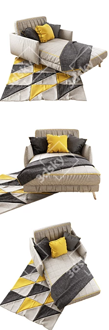 Sleek Gray Lounging Sofa 3D model image 2