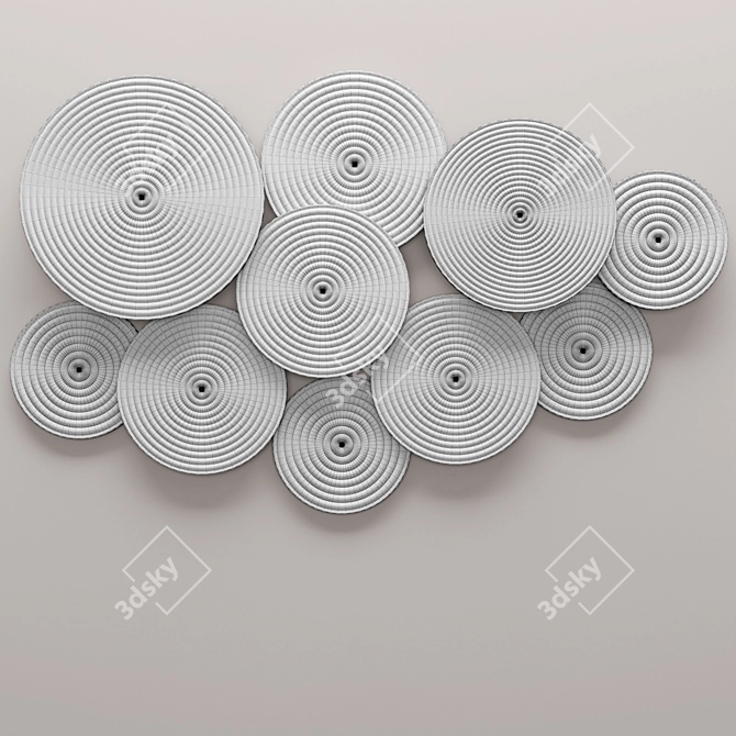 Embossed Circles Metal Wall Art 3D model image 3