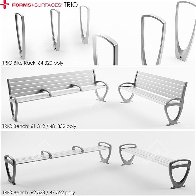  Minimalist Bench Collection - Sleek and Stylish Design 3D model image 1