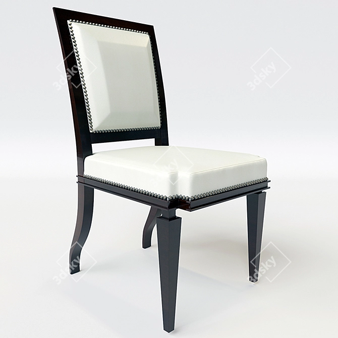 Leather Wood Chair 3D model image 1