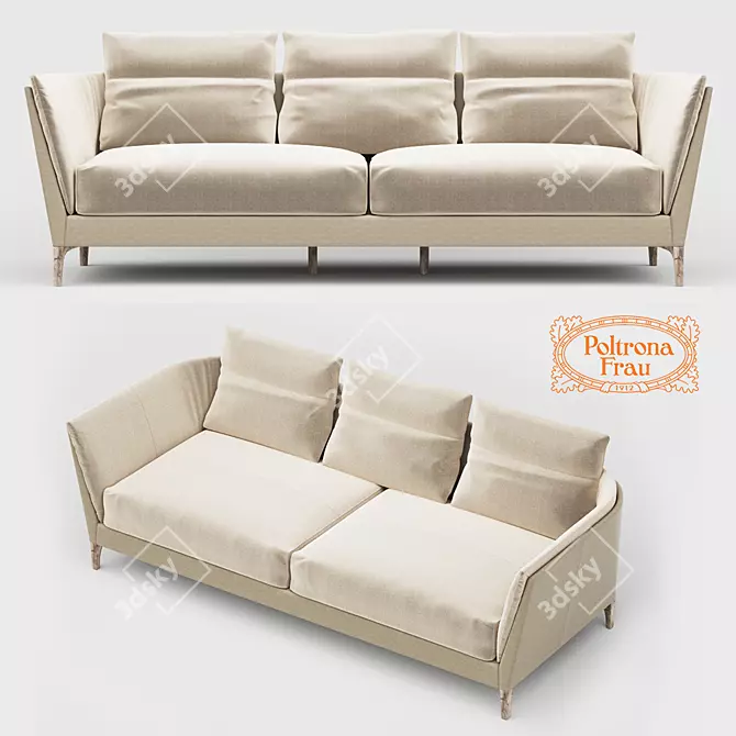 Luxury Leather Sofa: Poltrona Frau "Bretagne 3D model image 1