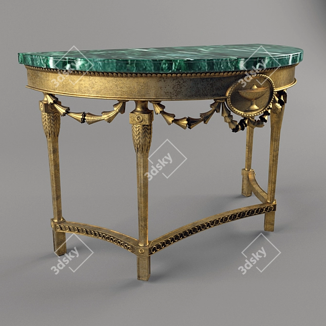 Antique Giltwood Marble Demi-Lune Table 3D model image 1