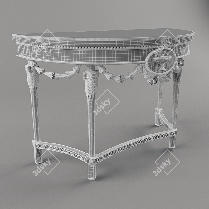 Antique Giltwood Marble Demi-Lune Table 3D model image 2