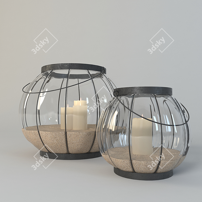 Ethereal Glass Cage Lantern 3D model image 1