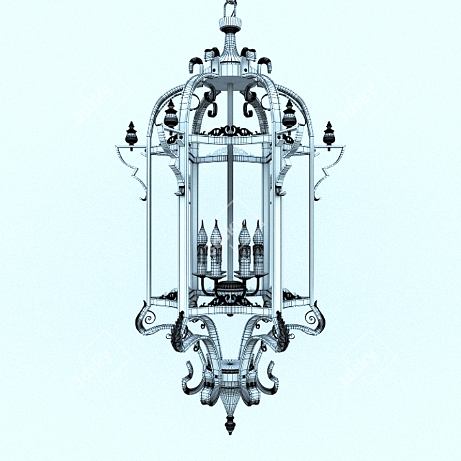 Contemporary Hanging Lantern 3D model image 3