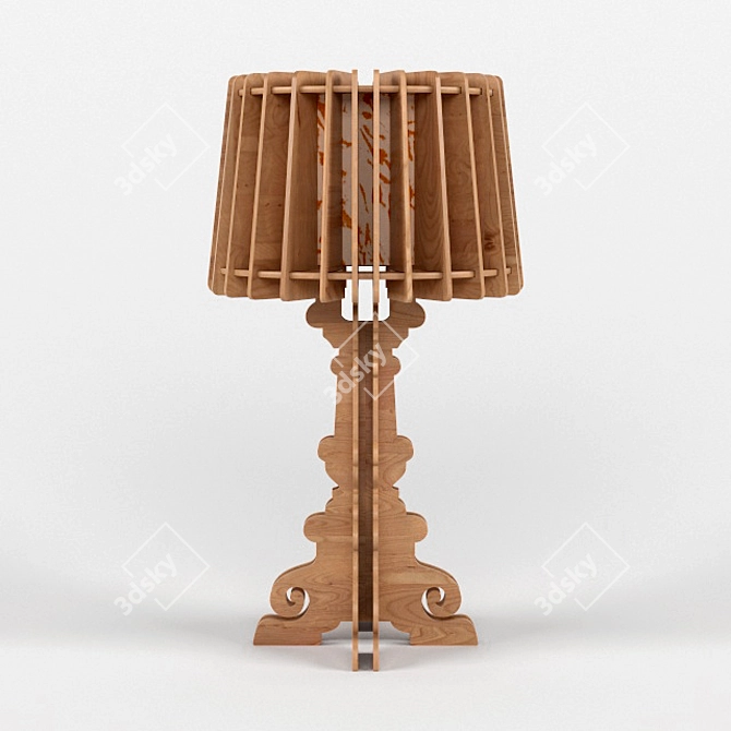 Elegant Golden Wooden Table Lamp 3D model image 1